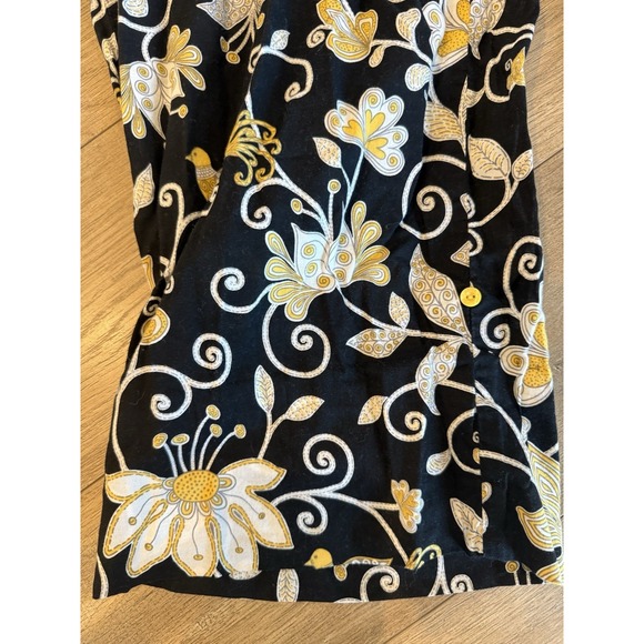 VERA BRADLEY Capri Pajamas Pants Bottoms Convertible Floral Black Yellow White - Picture 6 of 8